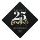 Modern Gold Calligraphy Black Graduation Cap Topper