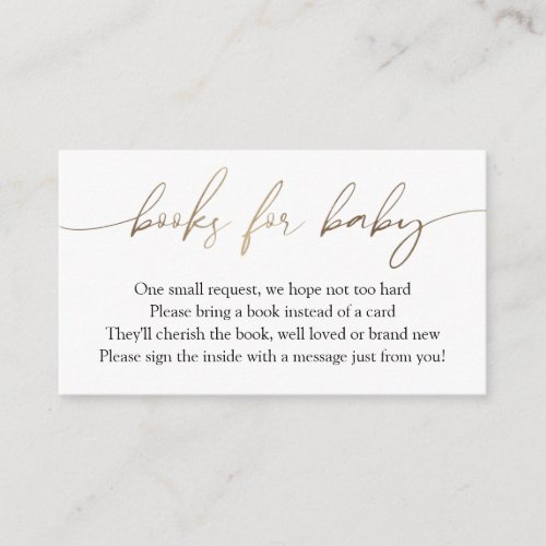 Modern Gold Calligraphy Books for Baby Request Enclosure Card
