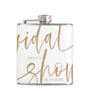 Modern Gold Calligraphy Bridal shower Flask