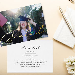 Modern Gold Calligraphy Graduation Announcement