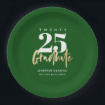 Modern Gold Calligraphy Green Graduation Paper Plates<br><div class="desc">Modern gold calligraphy green graduation paper plate is perfect for your graduation party,  featuring faux gold foil calligraphy type.</div>