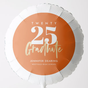 Modern Gold Calligraphy Orange Graduation Balloon