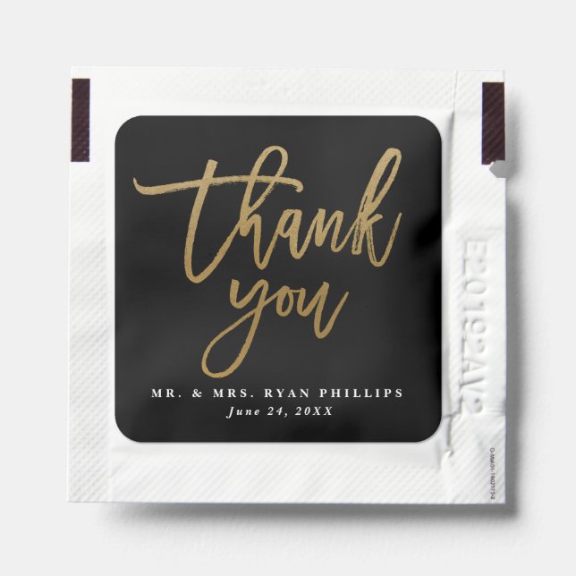 Modern gold calligraphy thank you favor hand sanitizer packet (Sticker on Packet)