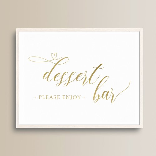 Modern Gold Calligraphy Wedding Dessert Bar Sign