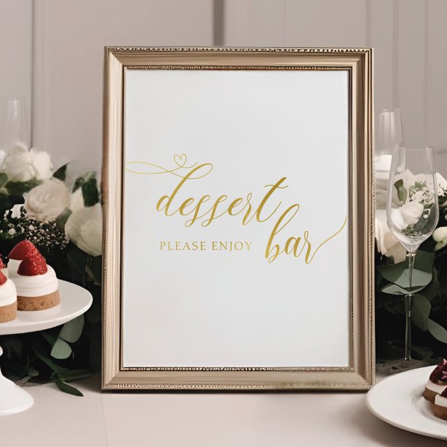 Modern Gold Calligraphy Wedding Dessert Bar Sign (Creator Uploaded)