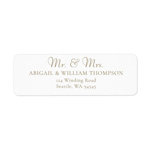 Modern Gold Calligraphy Wedding Return Address Label