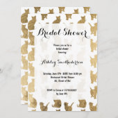 Modern gold cats pattern bridal shower invitation (Front/Back)