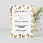 Modern gold cats pattern bridal shower invitation (Standing Front)