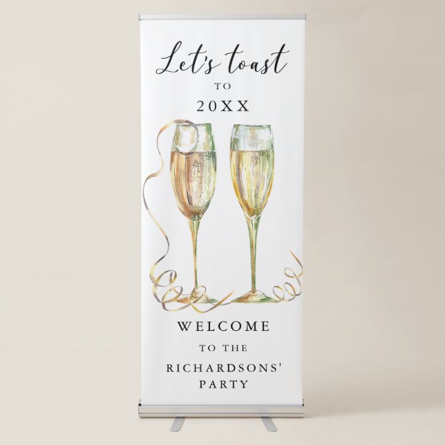 Modern Gold Champagne Party Welcome Banner (Front)
