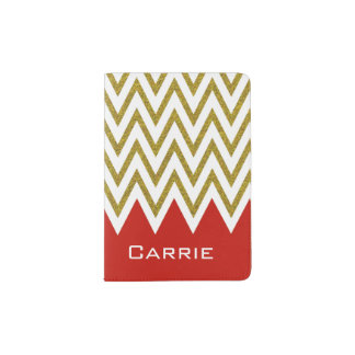 Modern Gold Chevron Passport Holder