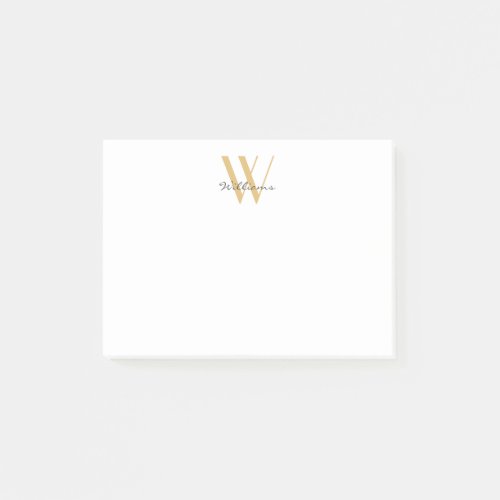 Modern Gold Chic Monogram Name Script Simple Post_it Notes