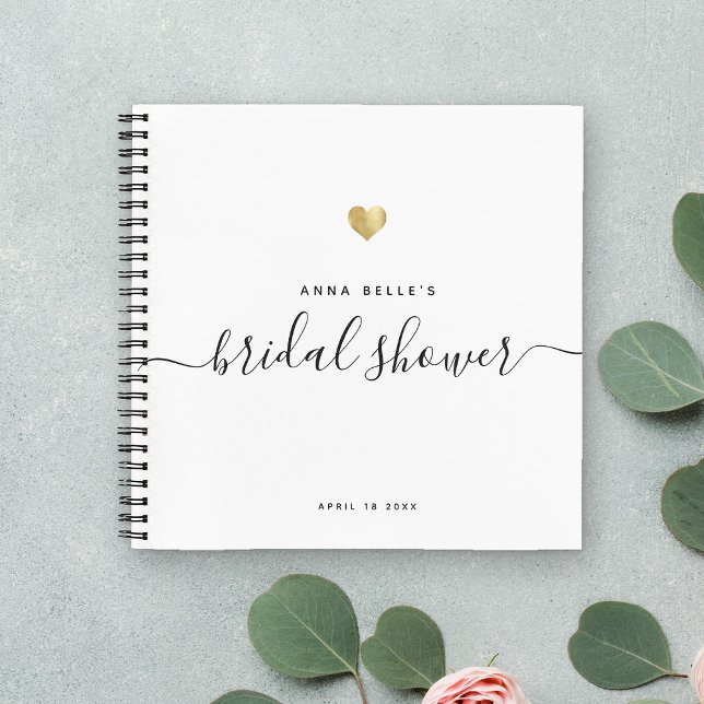 Modern Gold Chic Script Bridal Shower Guest Notebook (Creator Uploaded)