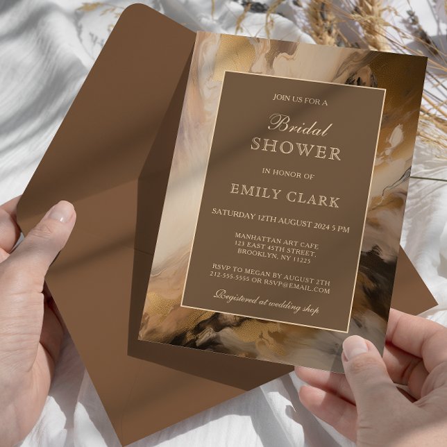 Modern Gold Chocolate Artistic Bridal Shower Invitation (Creator Uploaded)