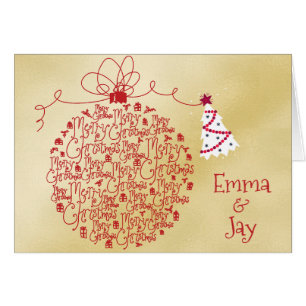 Modern Gold Christmas Card with Family Name