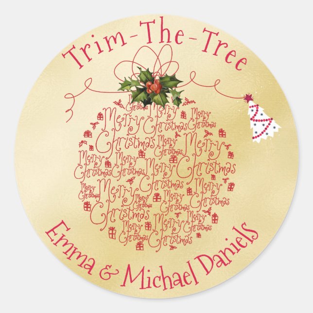 Modern Gold Christmas  Classic Round Sticker (Front)