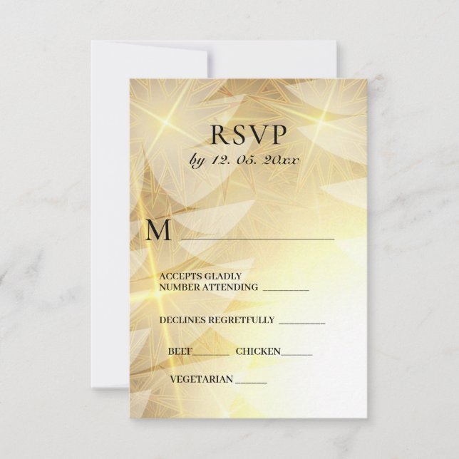 Modern Gold Christmas Stars Pine Trees Holiday RSVP Card (Front)