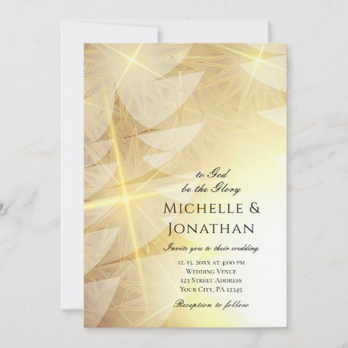 Modern Gold Christmas Tree Christian Wedding Invitation