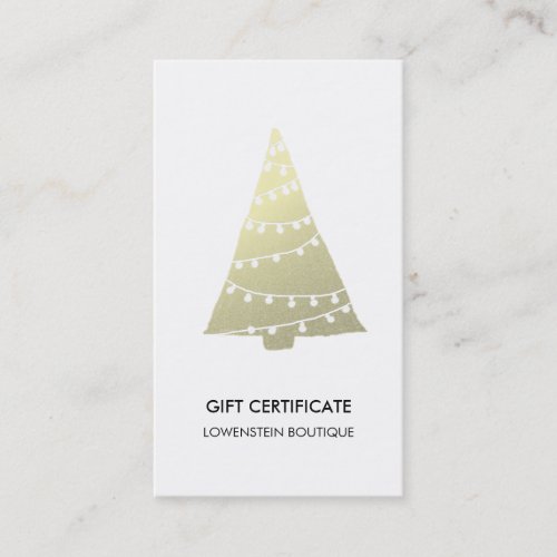Modern Gold Christmas Tree Cute Gift Certificate