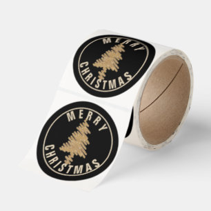Modern Gold Christmas Tree, Merry Christmas Classic Round Sticker