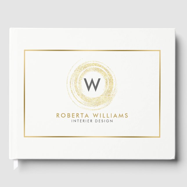 Modern Gold Circle Logo Guest Book (Front)