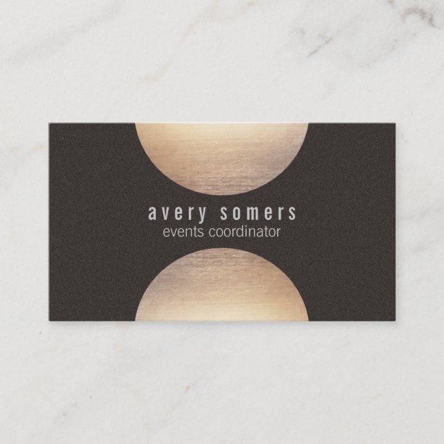 Modern Gold Circle Suede Look Business Card (Front)