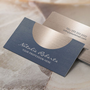Modern Gold Circle Vintage Salon & Spa Navy Blue Business Card