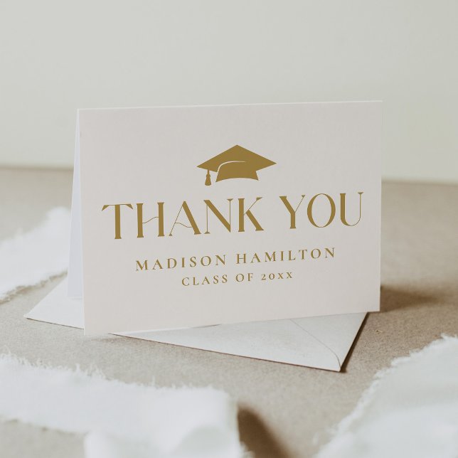 Modern Gold Class of 2026 Graduation Thank You Card (Creator Uploaded)
