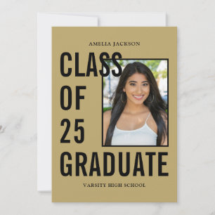 Modern Gold Class Of 25 Graduation Party Invitation