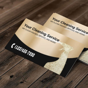 Modern Gold Cleaning Service Business Card