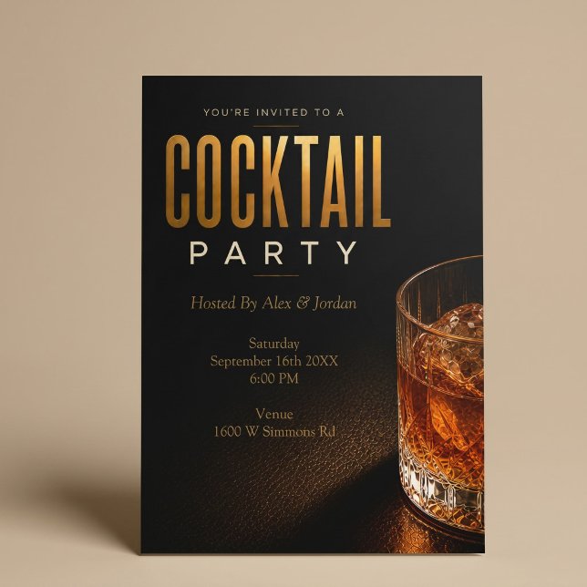 Modern Gold Cocktail Party Invitation (Creator Uploaded)