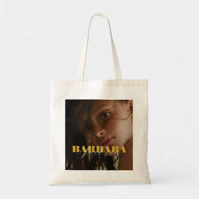 Modern Gold Color Add Name  Tote Bag (Front)