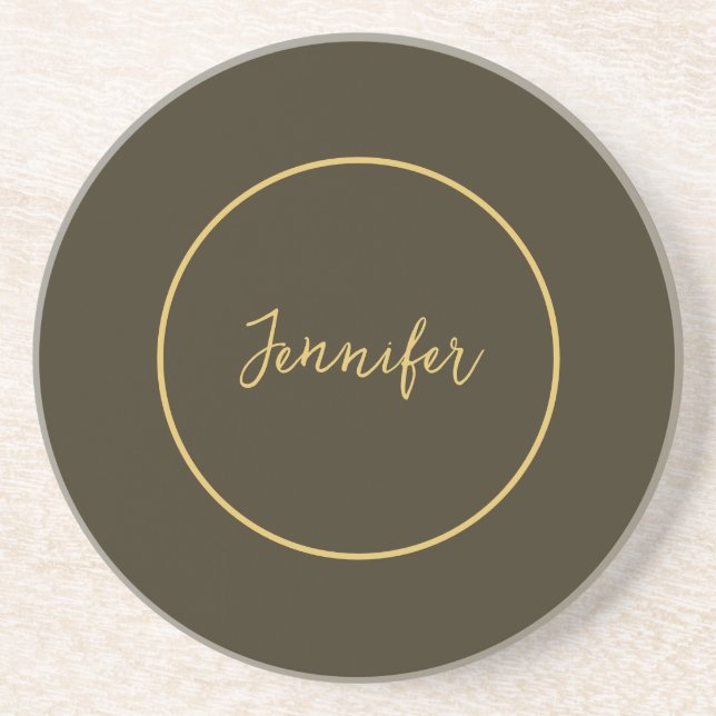 Modern Gold Color Calligraphy Plain Unique Coaster (Front)