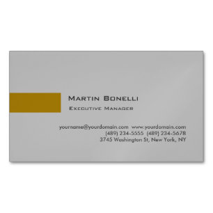 Modern Gold Color Grey Custom Personal Easy Edit Business Card Magnet