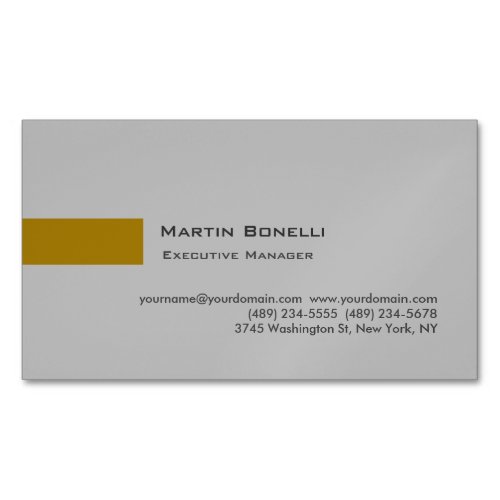 Modern Gold Color Grey Custom Personal Easy Edit Business Card Magnet