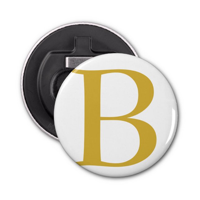 Modern Gold Color Monogram Add Name Initial Bottle Opener (Front)
