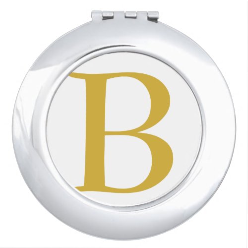 Modern Gold Color Monogram Add Name Initial Compact Mirror