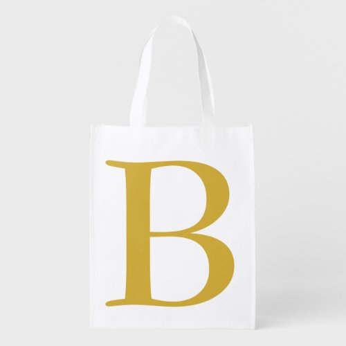 Modern Gold Color Monogram Add Name Initial Grocery Bag