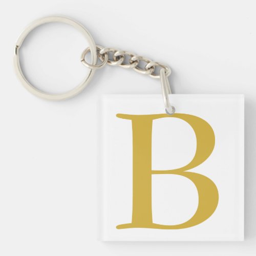 Modern Gold Color Monogram Add Name Initial Keychain