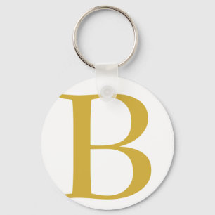 Modern Gold Color Monogram Add Name Initial Keychain