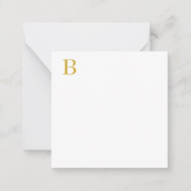 Modern Gold Color Monogram Add Name Initial Note Card (Front)