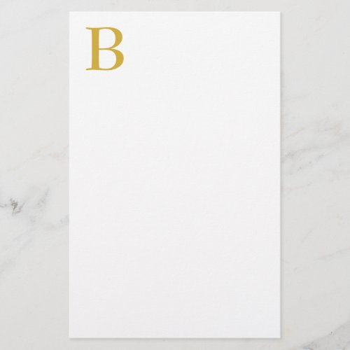 Modern Gold Color Monogram Add Name Initial Stationery