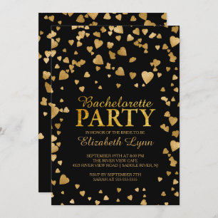 Modern Gold Confetti Bachelorette Party Invitation