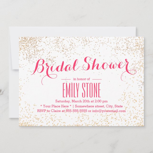 Modern Gold Confetti Bridal Shower Invitation (Front)