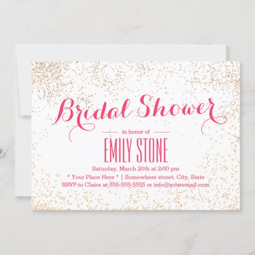 Stylish Gold Confetti Bridal Shower 5x7 Paper Invitation Card