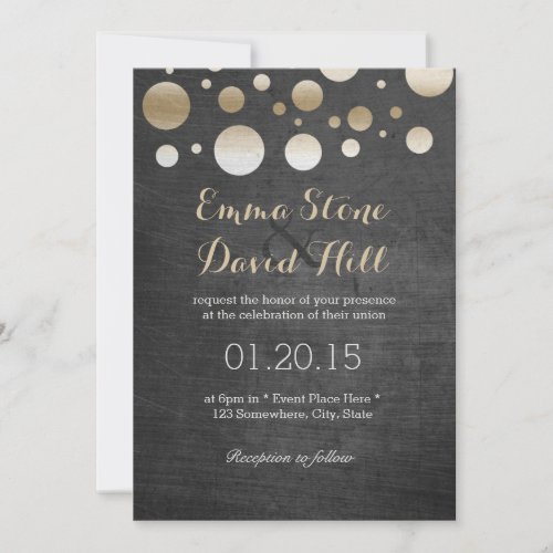 Modern Gold Confetti Dark Wedding Invitations 5" X 7" Invitation Card