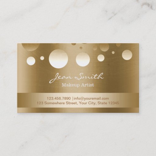 Customizable Modern Gold Confetti Dots Makeup Artist Business Card Template
