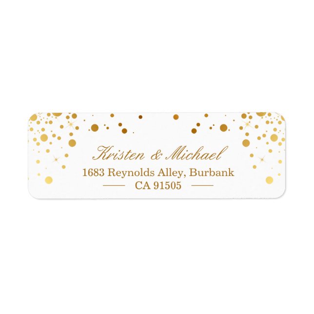 Modern Gold Confetti Dots | Stylish Elegant Label (Front)