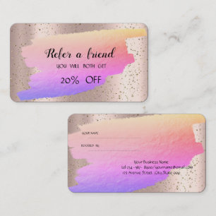 Modern Gold Confetti,Ombre Brush Stroke Rose Gold Referral Card