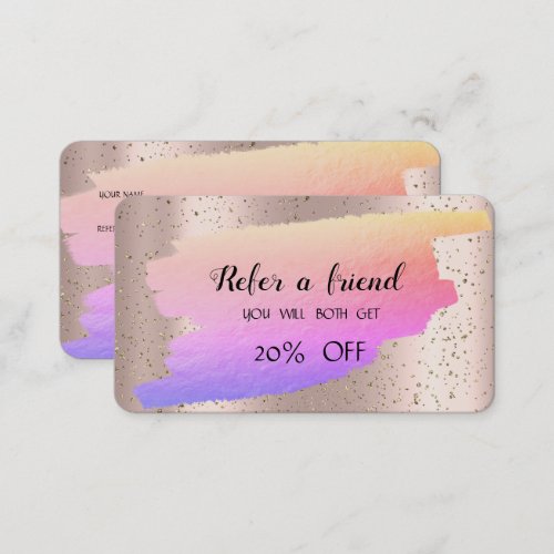 Modern Gold ConfettiOmbre Brush Stroke Rose Gold  Referral Card