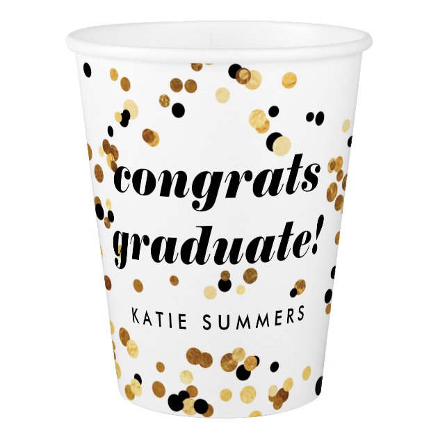 Modern Gold Confetti Personalized Party Cup